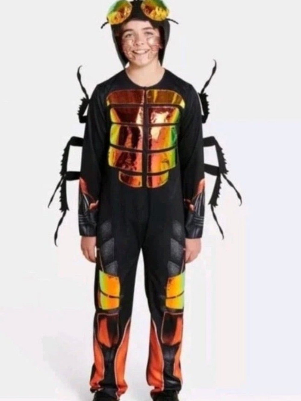 Hyde and EEK Beetle Bug Halloween Costume Kid's Black w/Hat & Wings Size S(6/7)